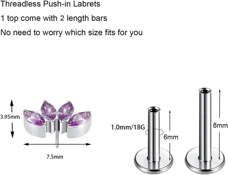 TOMIDES G23 Titanium Flat Back Earrings Studs 18g 16g F136 Implant Grade Titanium Labrets Press Fit Threadless Push In Dainty Cartilage Helix Conch Lobe Lip Tragus Piercing Jewelry - Image 2